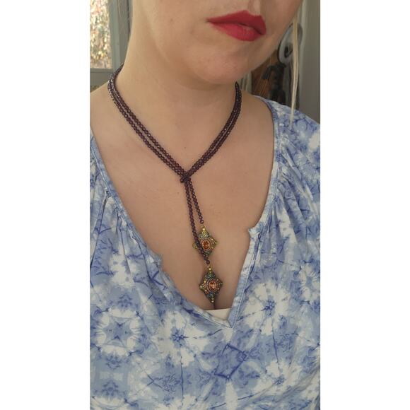 HEIDI DAUS Long Purple Crystal Beaded Lariat Necklace Retired $259 Layering - Picture 7 of 10